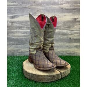 Macie Bean Women -Size 9M- Purple/Tan Diamond Patchwork Square Toe Cowboy Boots